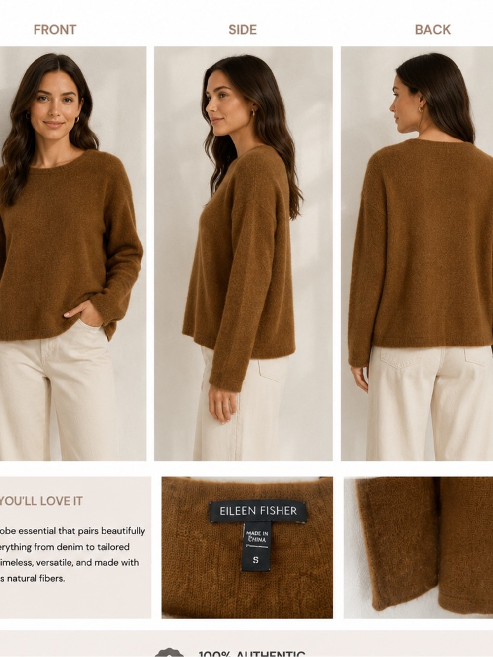 Eileen Fisher Rustic Brown Crewneck Sweater